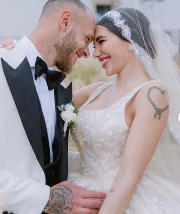 Giuly Mazzocato and Federico Dimarco on their wedding day